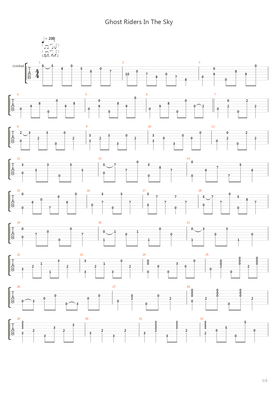 Ghost Riders In The Sky吉他谱
