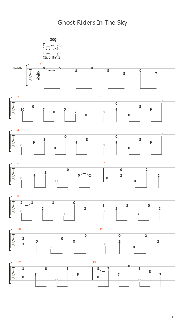 Ghost Riders In The Sky吉他谱