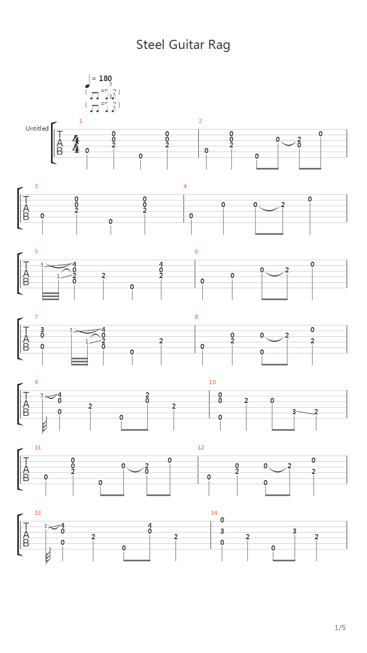 Steel Guitar Rag吉他谱