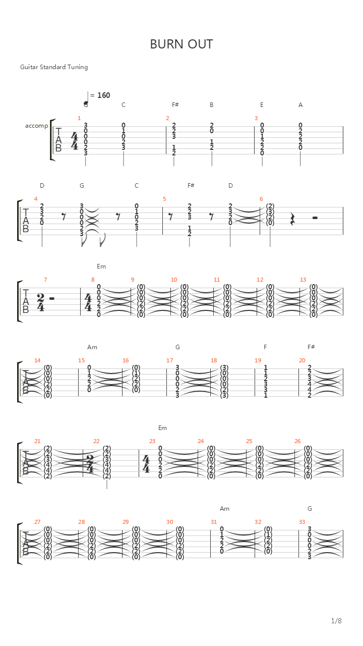 Burn Out吉他谱