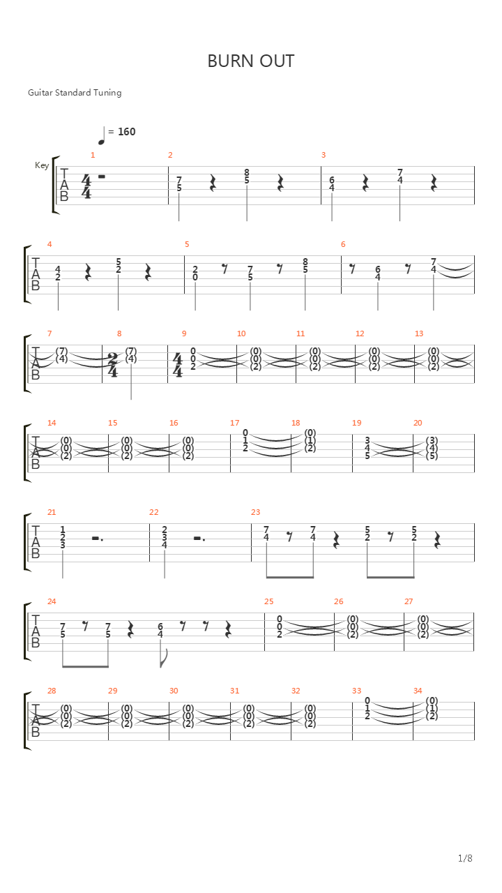 Burn Out吉他谱