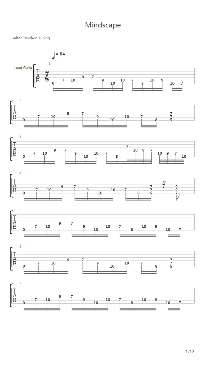 Mindscape吉他谱