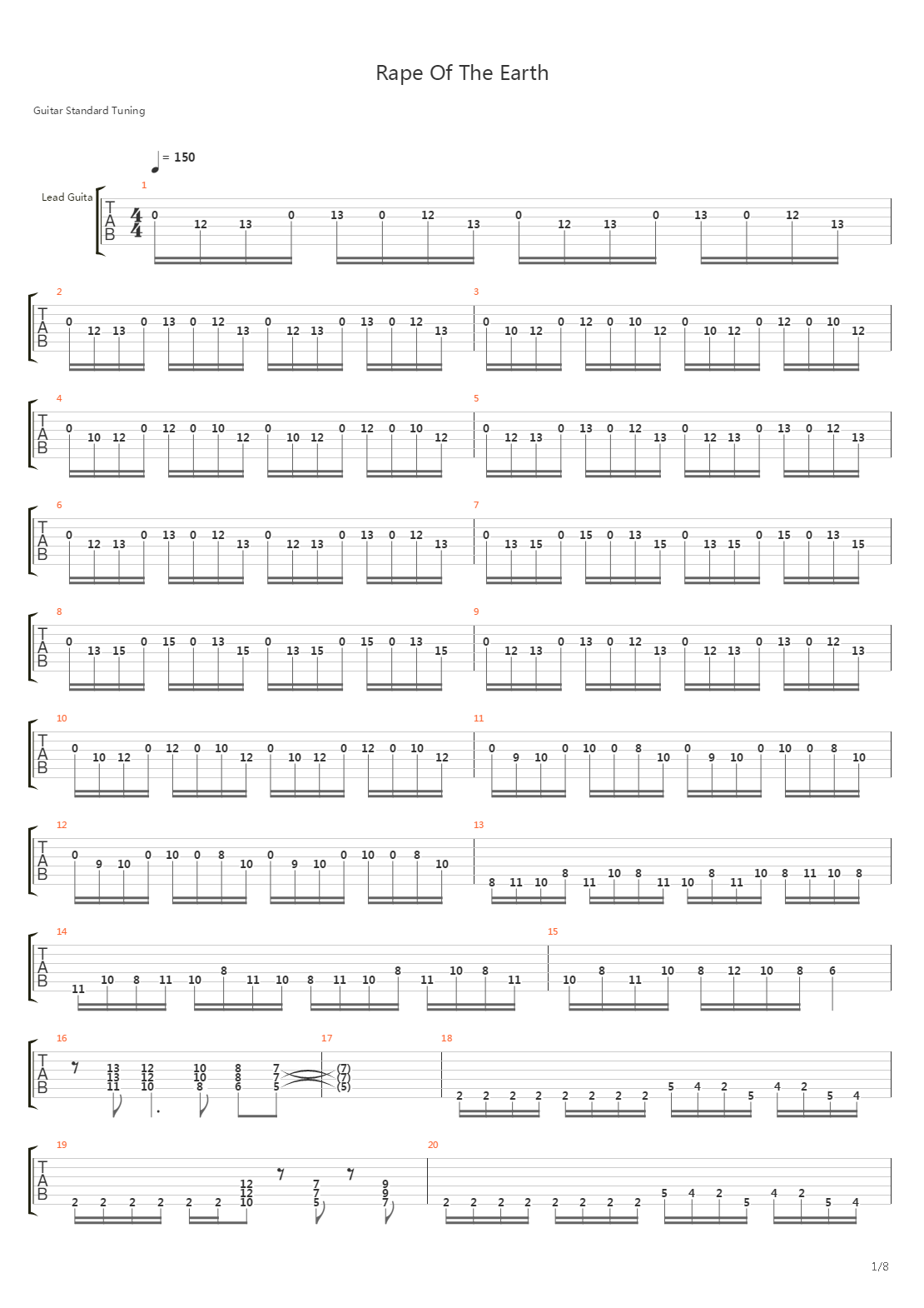 Rape Of The Earth吉他谱