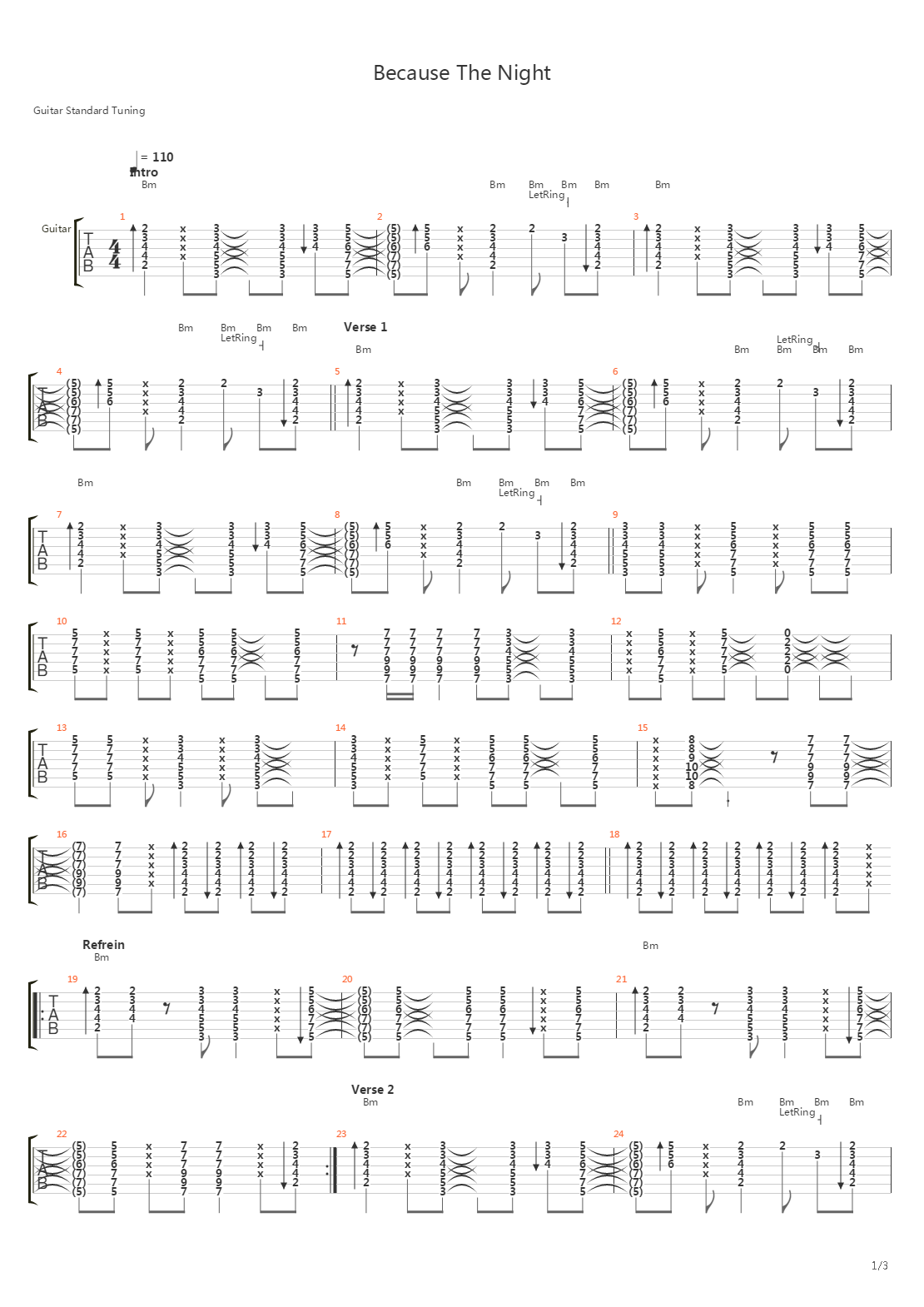 Because The Night吉他谱