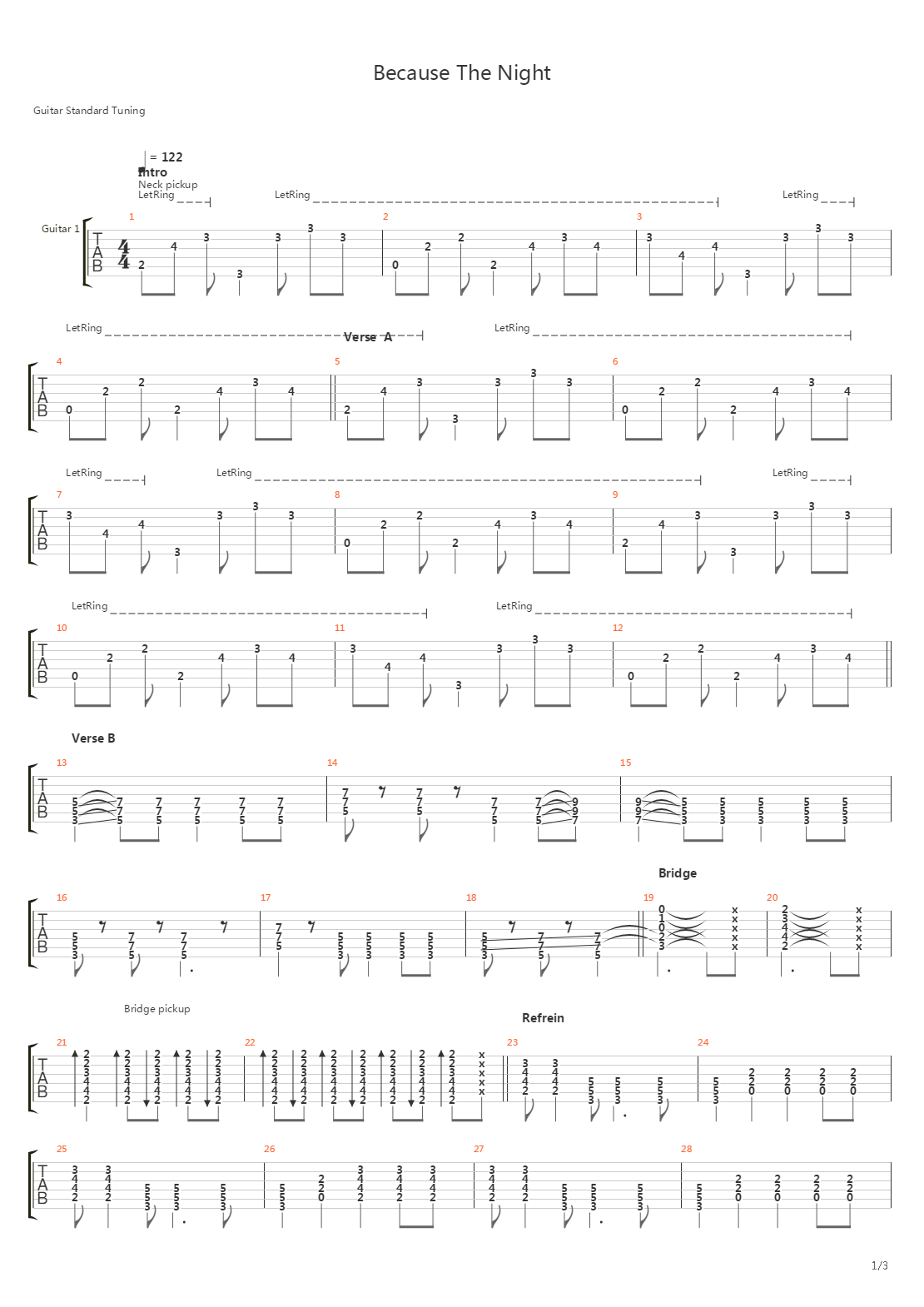 Because The Night吉他谱