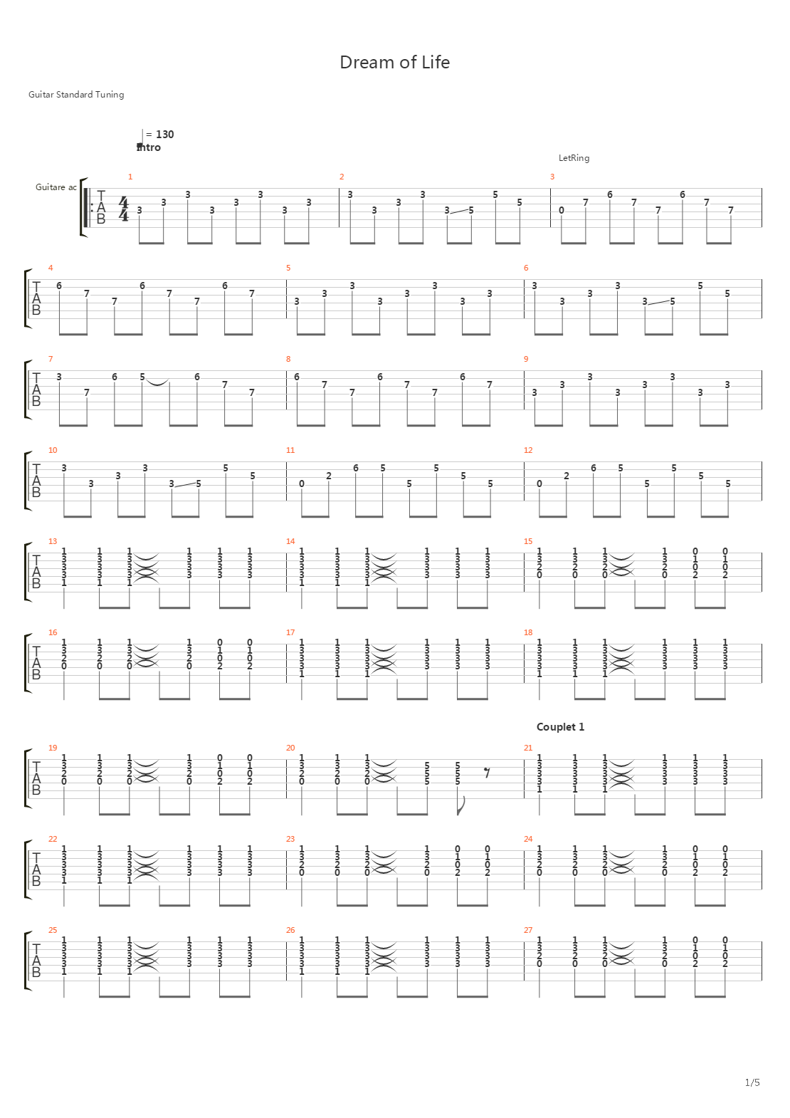 Dream Of Life吉他谱