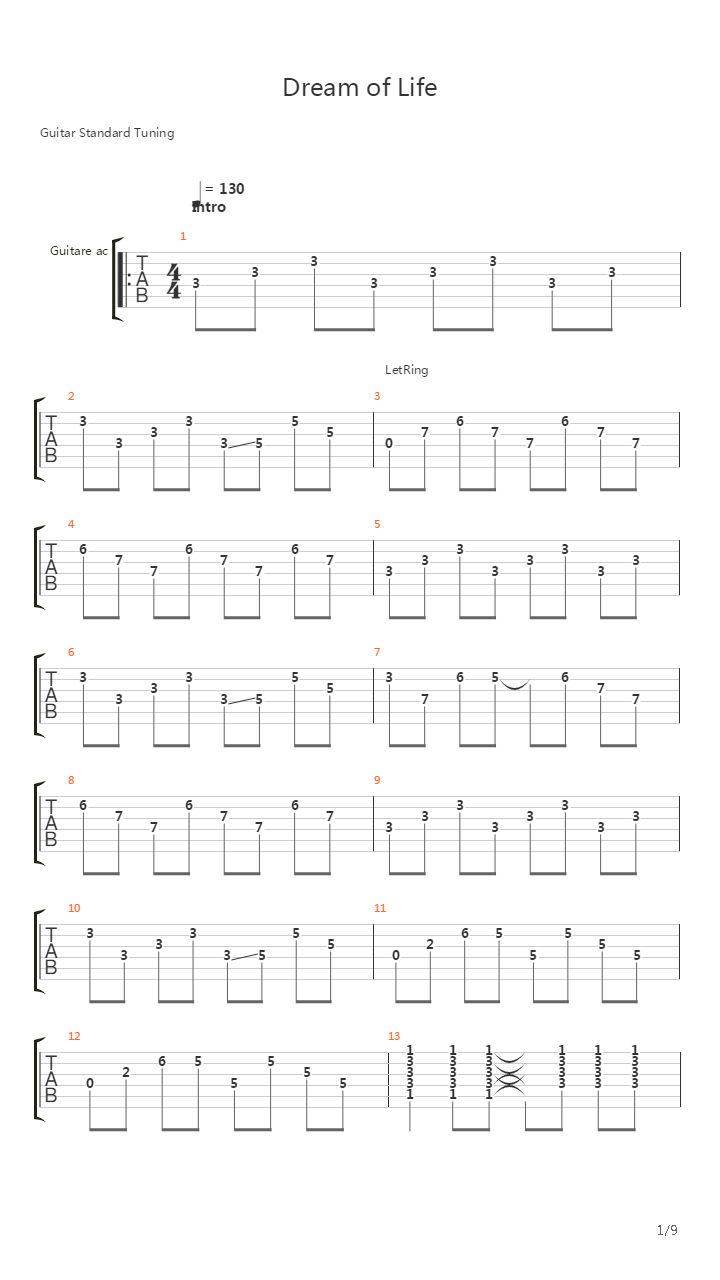 Dream Of Life吉他谱