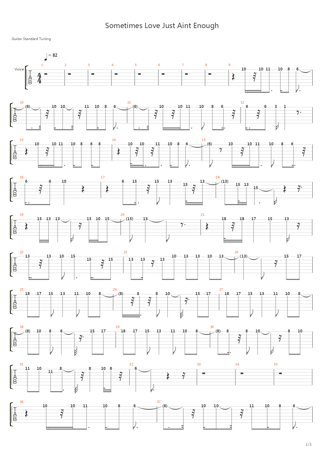 Sometimes Love Just Aint Enough吉他谱