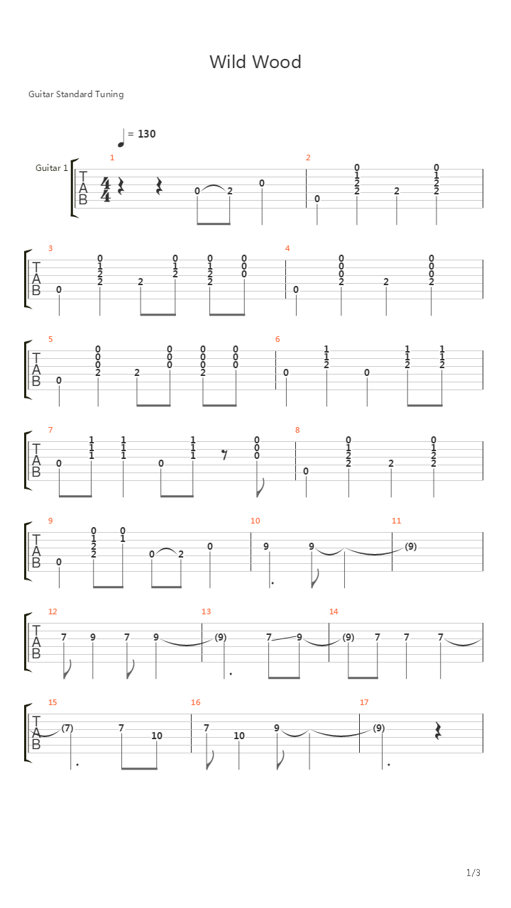 Wild Wood吉他谱