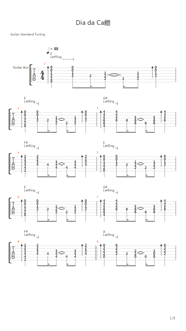 Dia Da Caca吉他谱