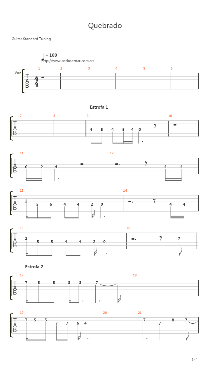 Quebrado吉他谱