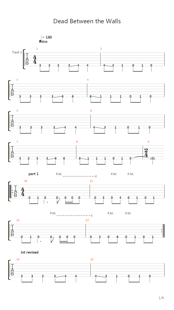 Dead Between The Walls吉他谱