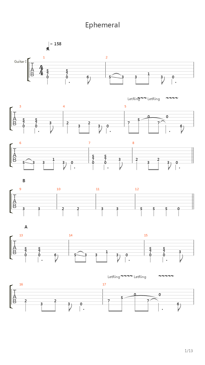 Ephemeral吉他谱