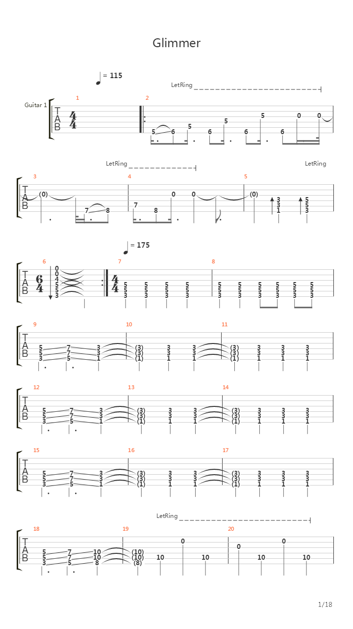 Glimmer吉他谱