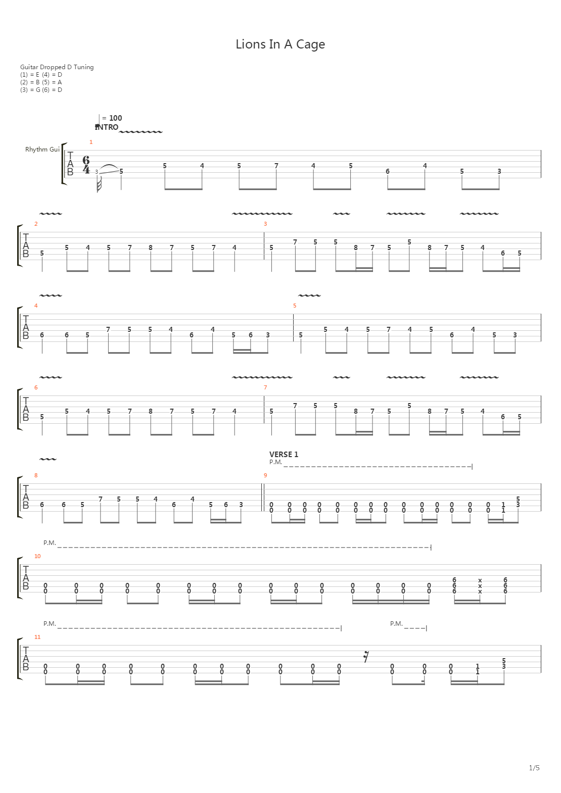 Lions In A Cage吉他谱