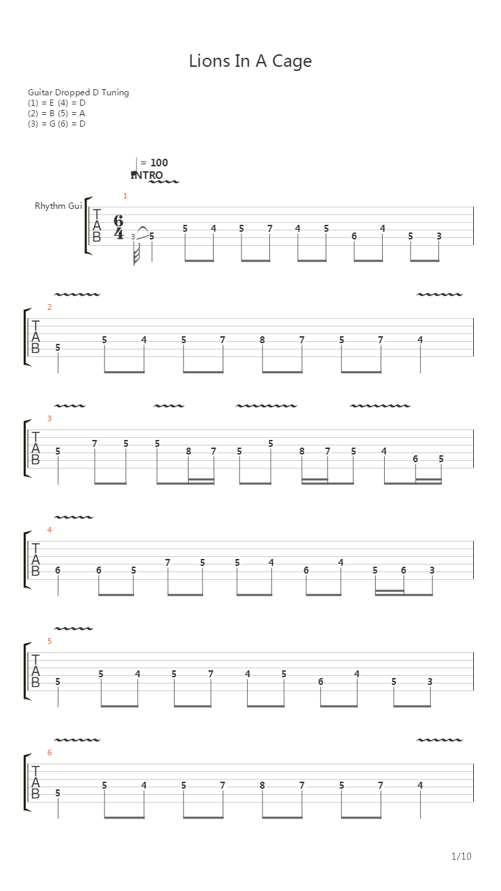 Lions In A Cage吉他谱
