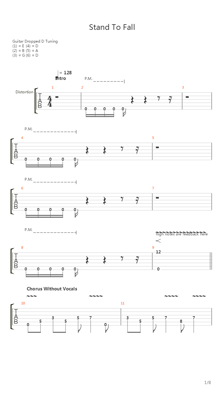 Stand To Fall吉他谱
