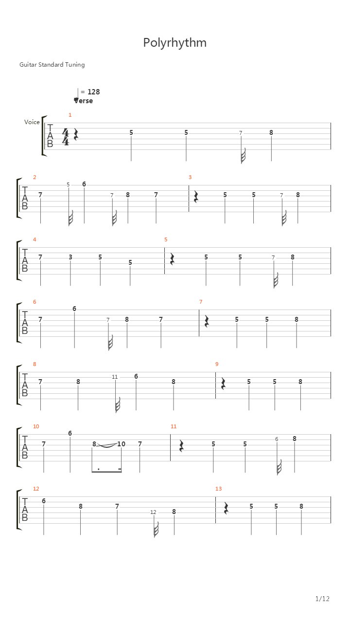 Polyrhythm吉他谱