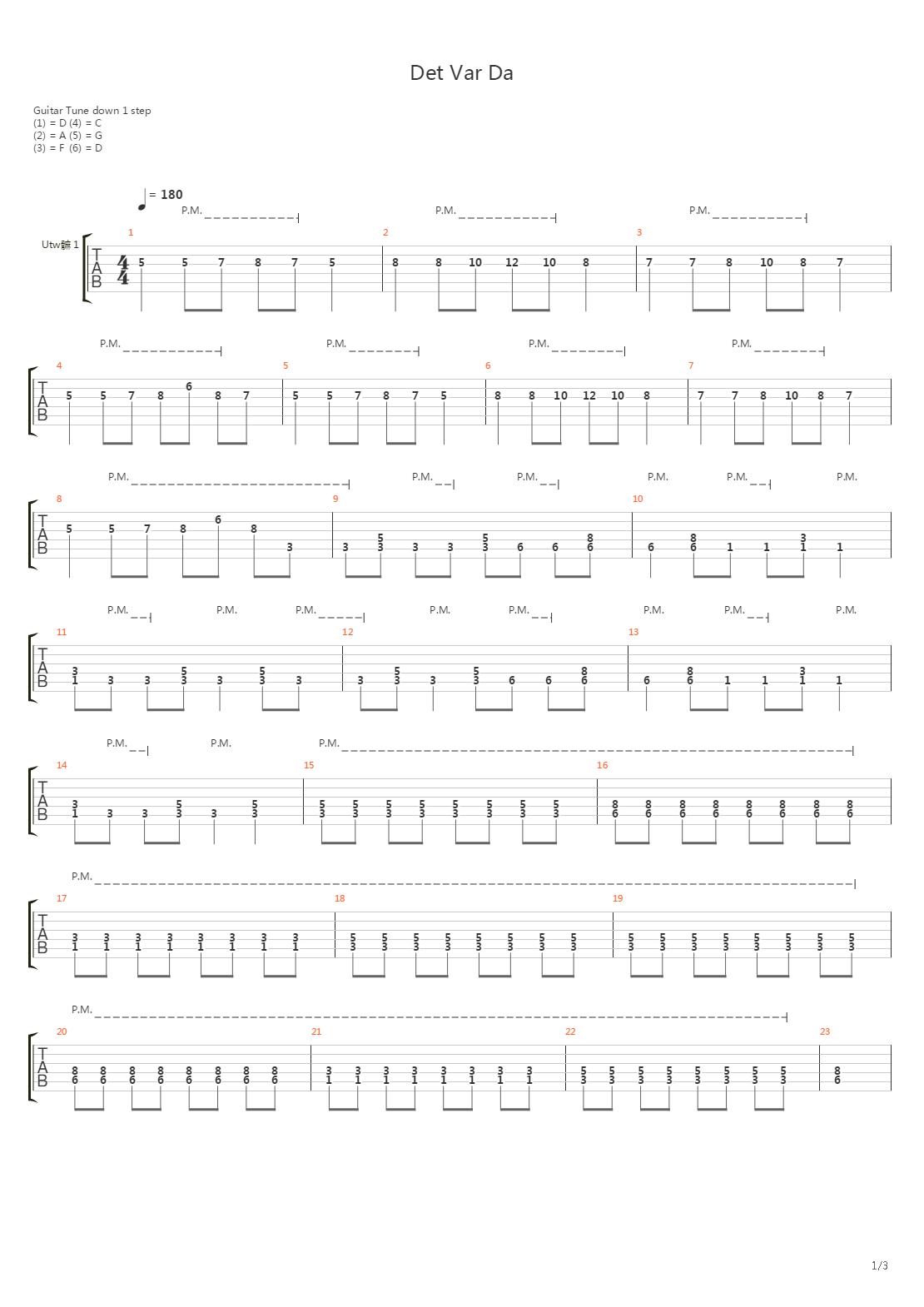 Det Var Da吉他谱