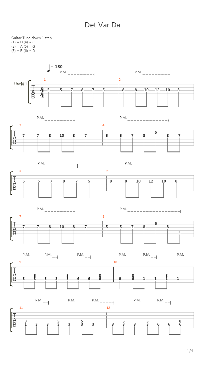 Det Var Da吉他谱