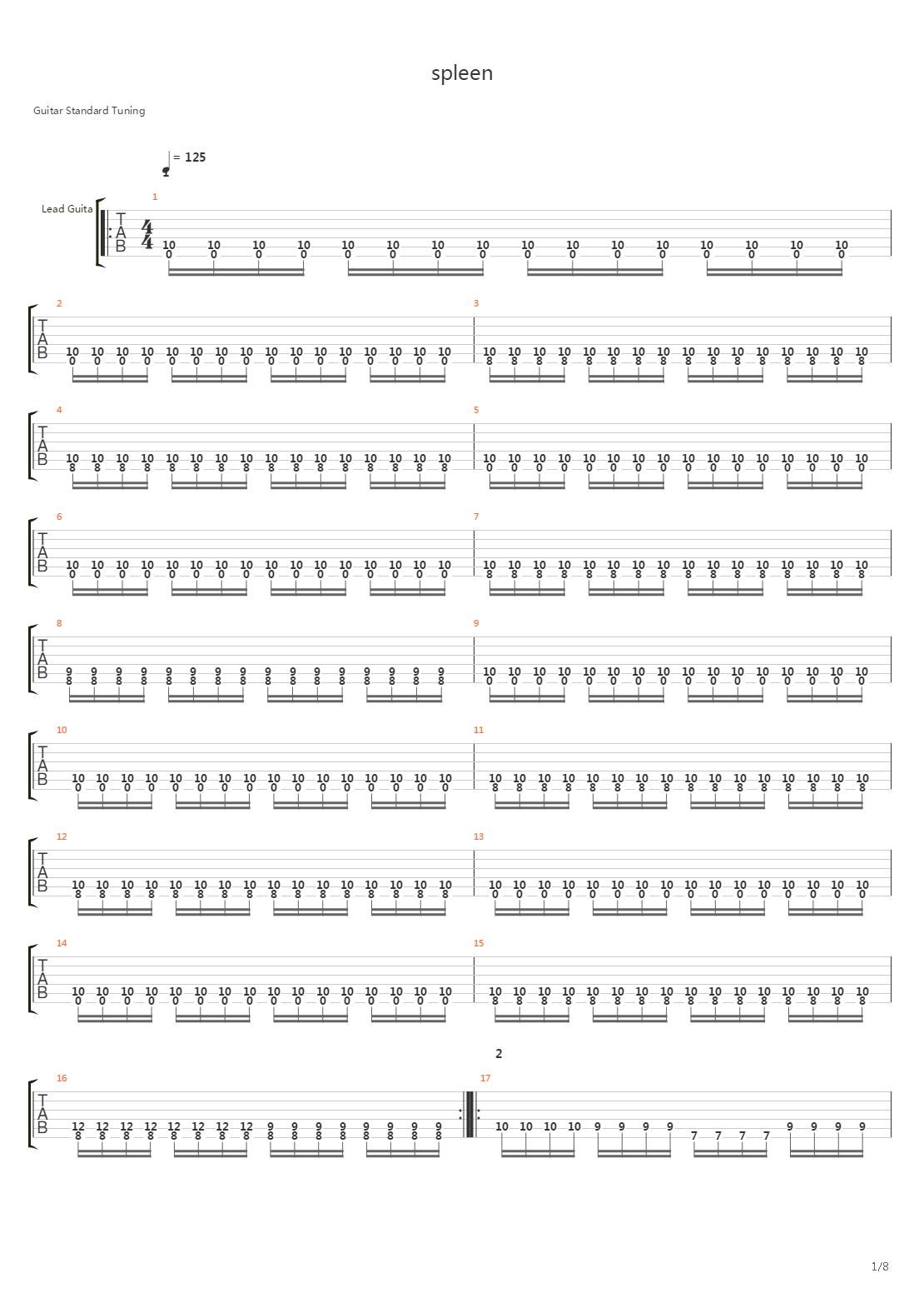 Spleen吉他谱