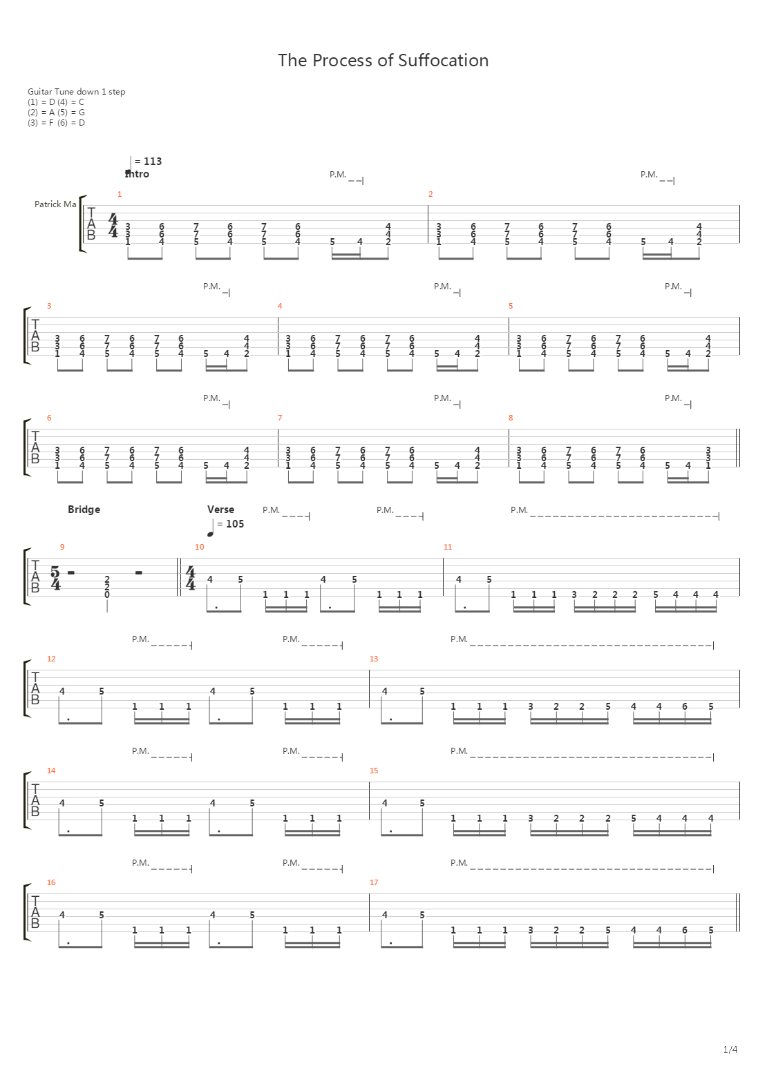 The Process Of Suffocation吉他谱
