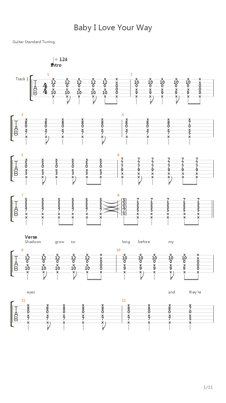 Baby I Love Your Way吉他谱