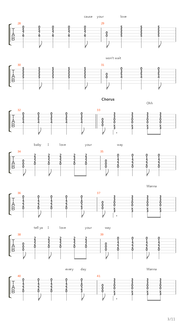 Baby I Love Your Way吉他谱