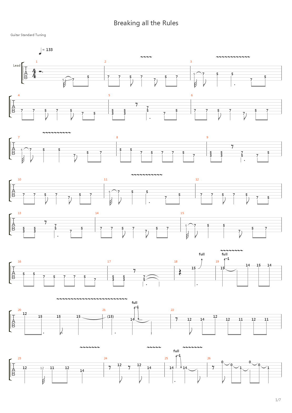 Breaking All The Rules吉他谱