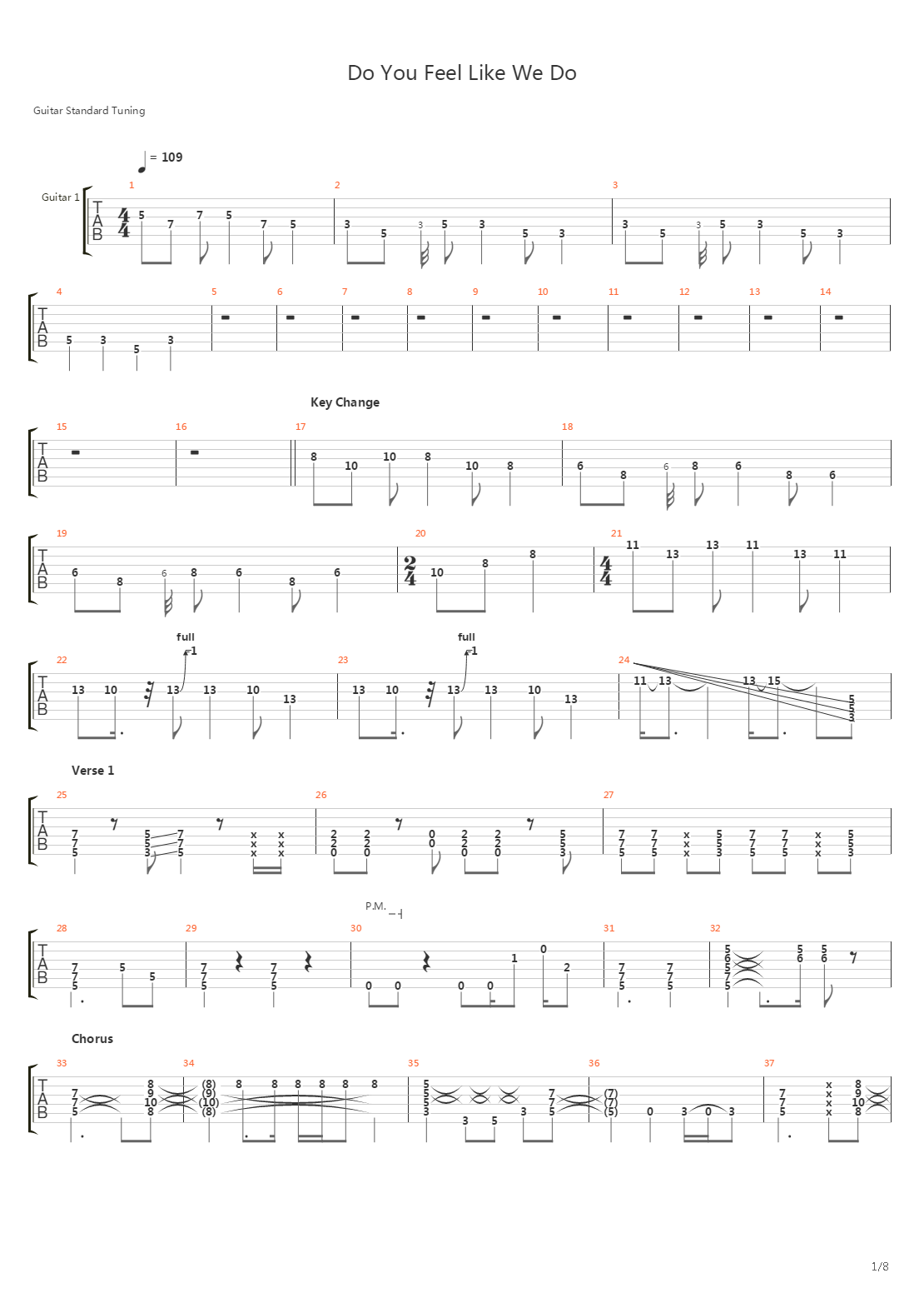 Do You Feel Like We Do吉他谱