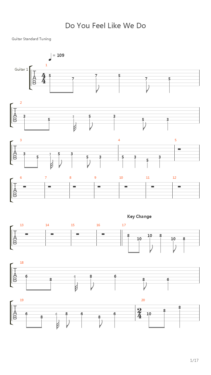 Do You Feel Like We Do吉他谱