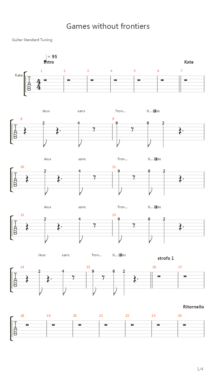 Games Without Frontiers吉他谱