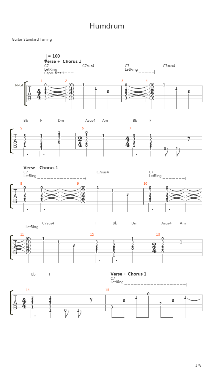 Humdrum吉他谱