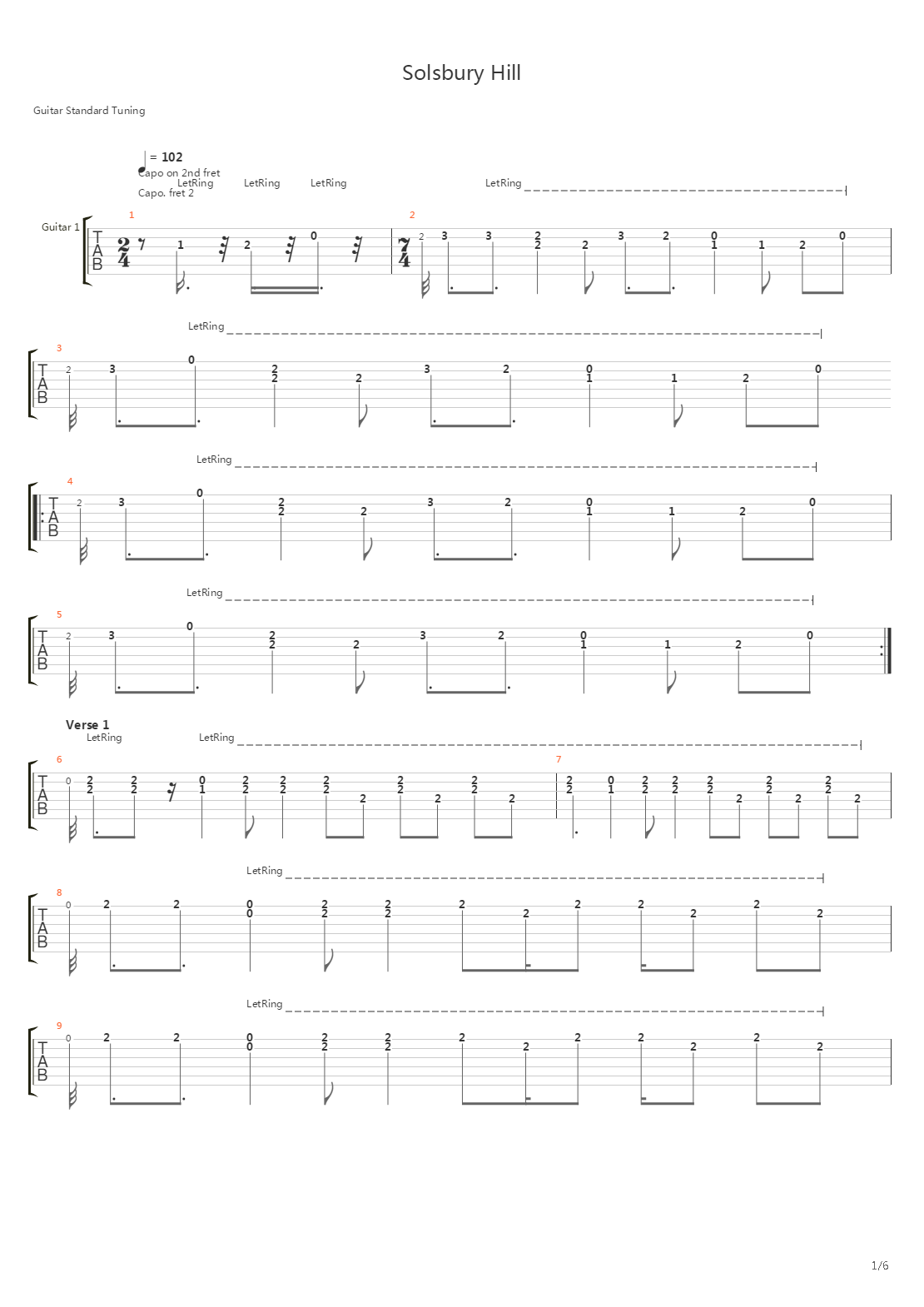 Solsbury Hill吉他谱
