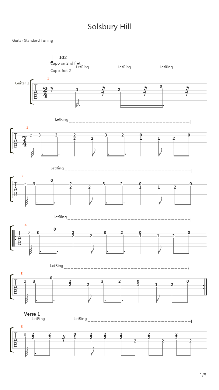 Solsbury Hill吉他谱