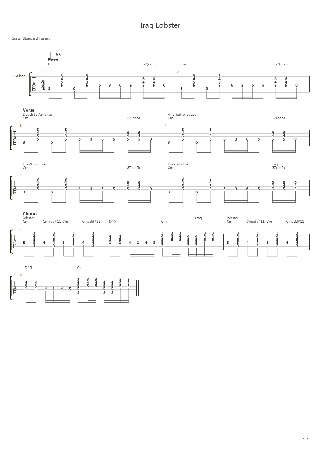 Iraq Lobster吉他谱