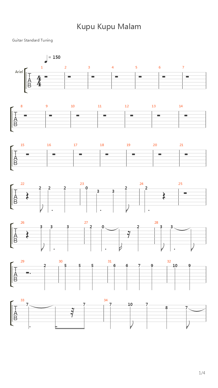 Kupu-kupu Malam吉他谱