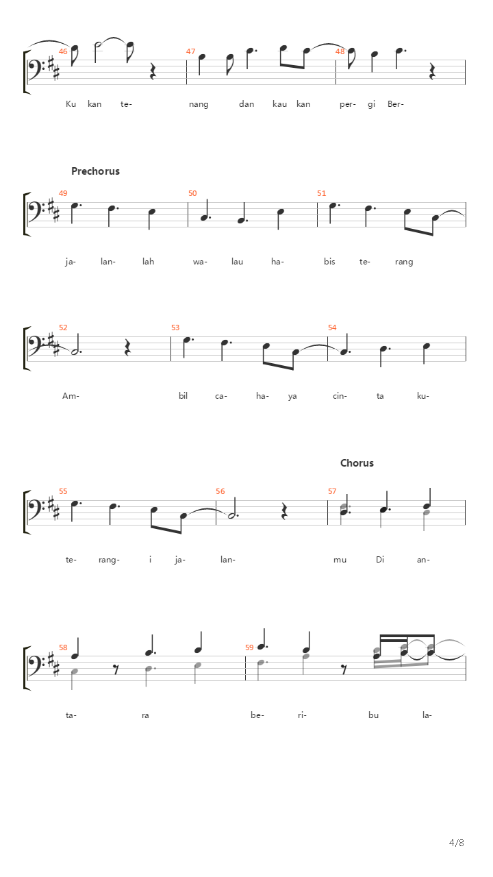 Walau Habis Terang吉他谱