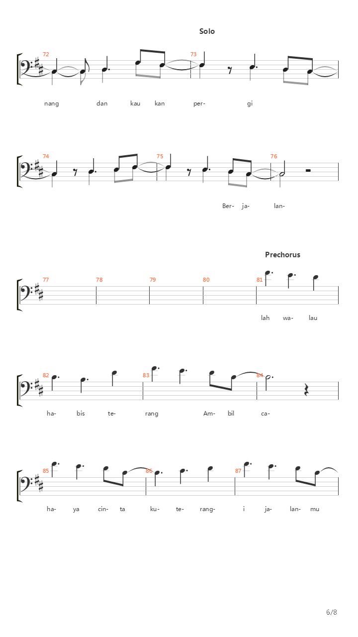 Walau Habis Terang吉他谱