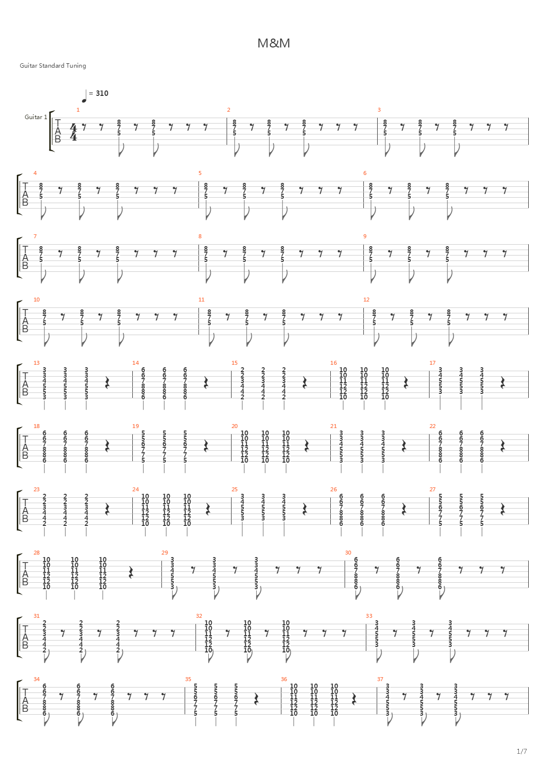 M And M吉他谱