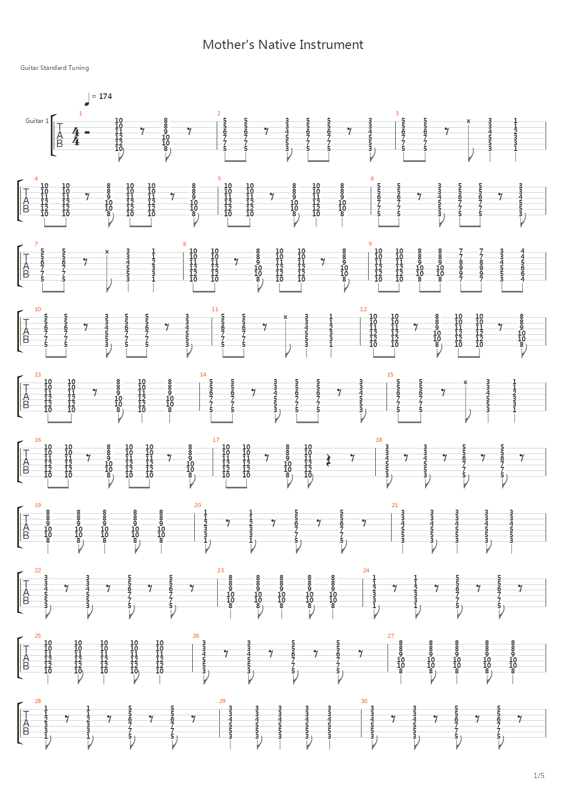 Mothers Native Instrument吉他谱