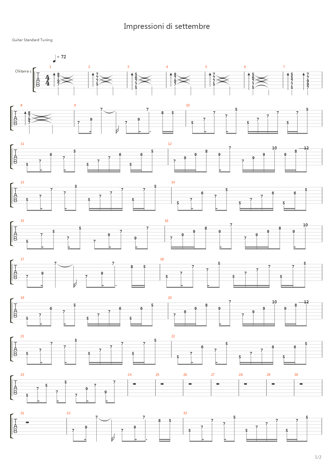 Impressioni Di Settembre吉他谱