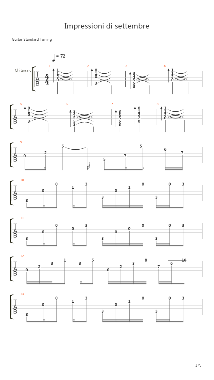 Impressioni Di Settembre吉他谱