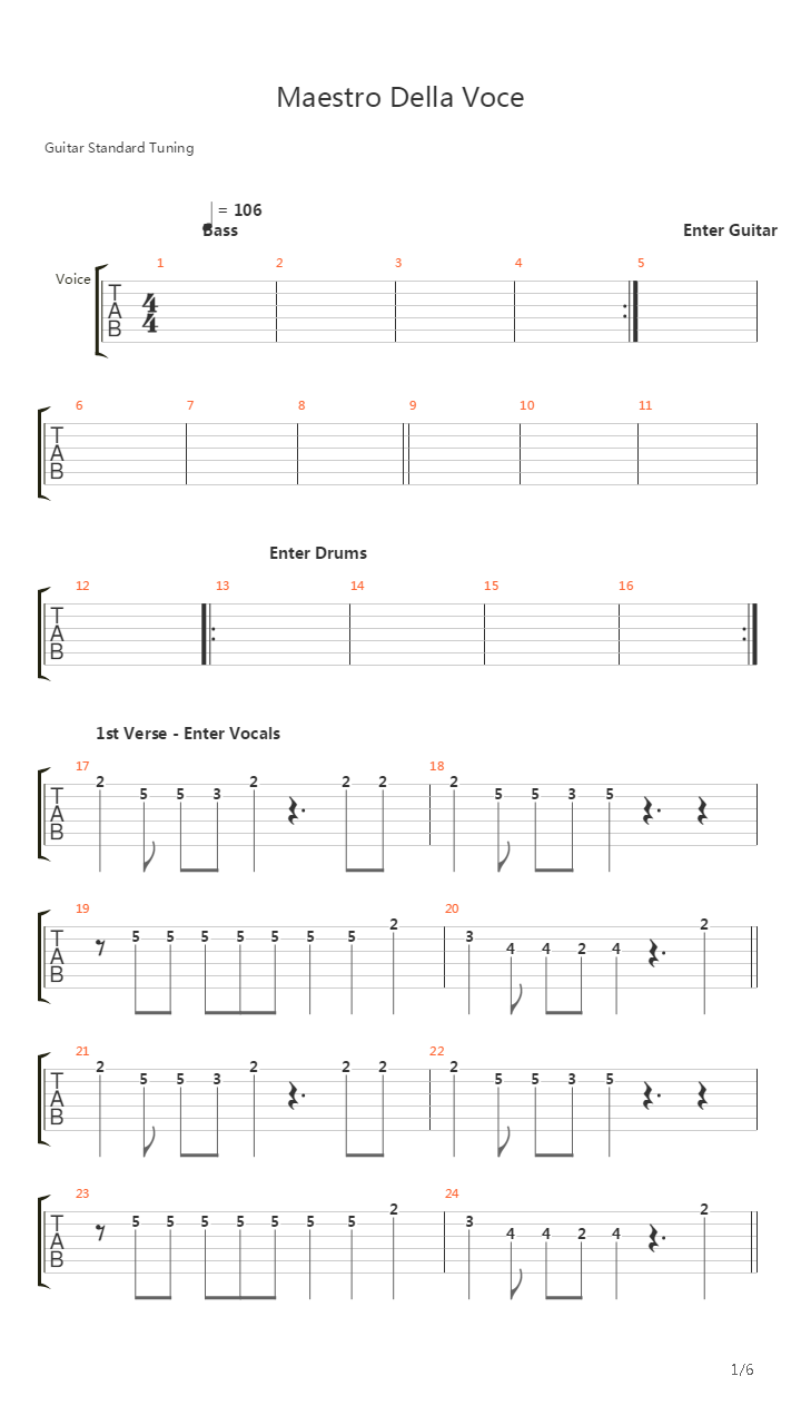 Maestro Della Voce吉他谱