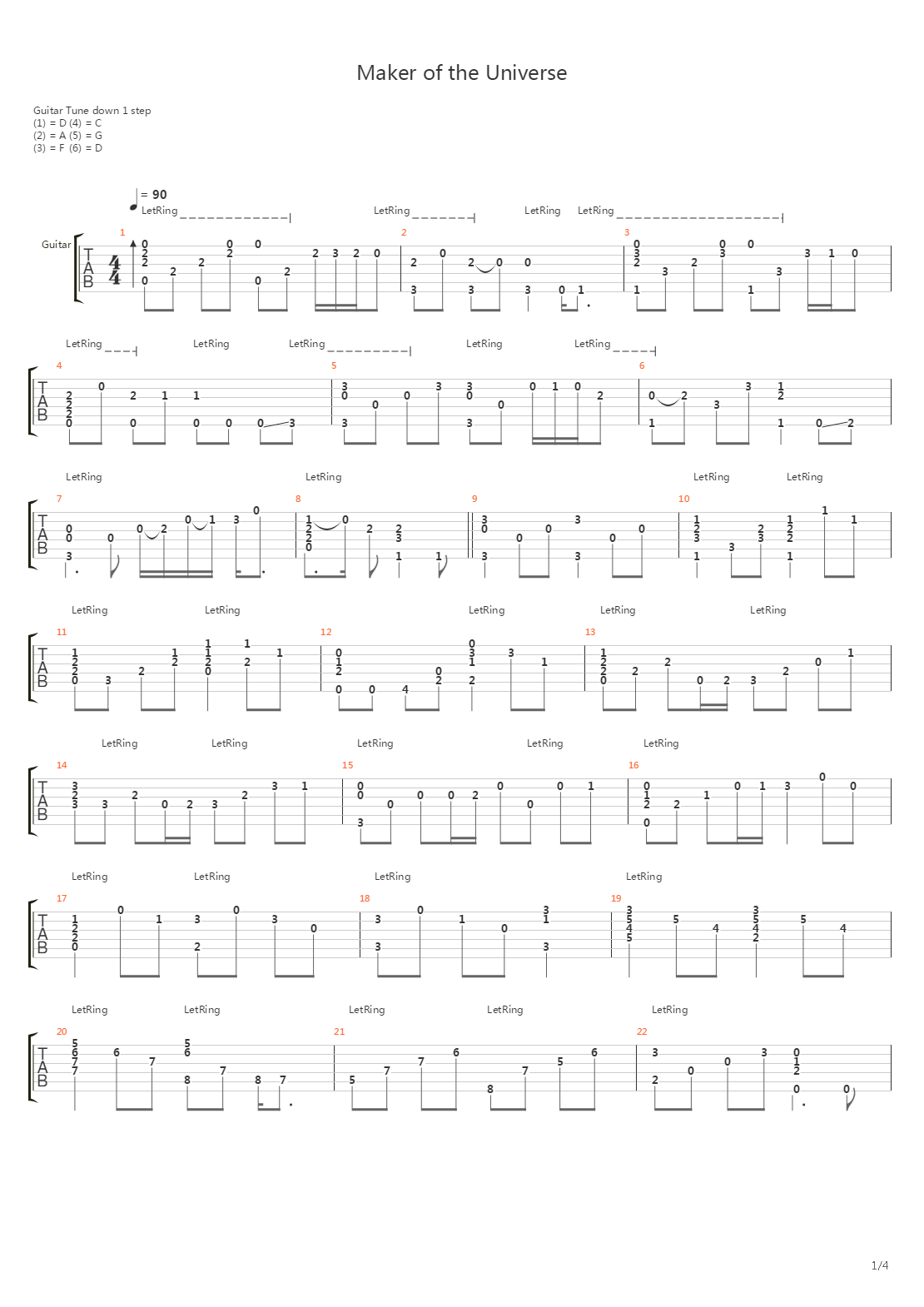 Maker Of The Universe吉他谱