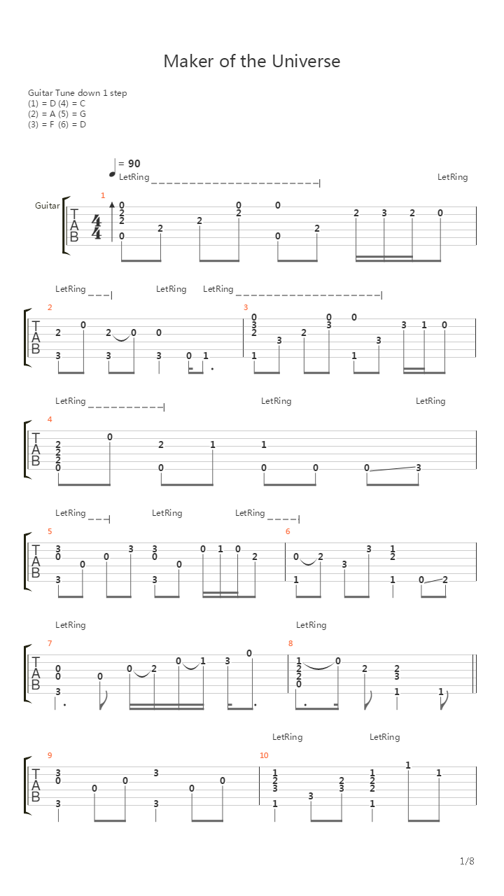 Maker Of The Universe吉他谱