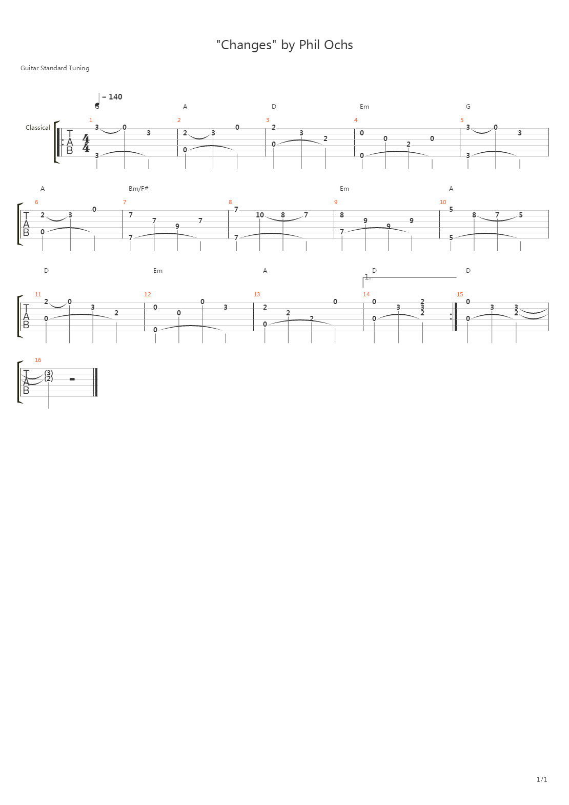 Changes吉他谱