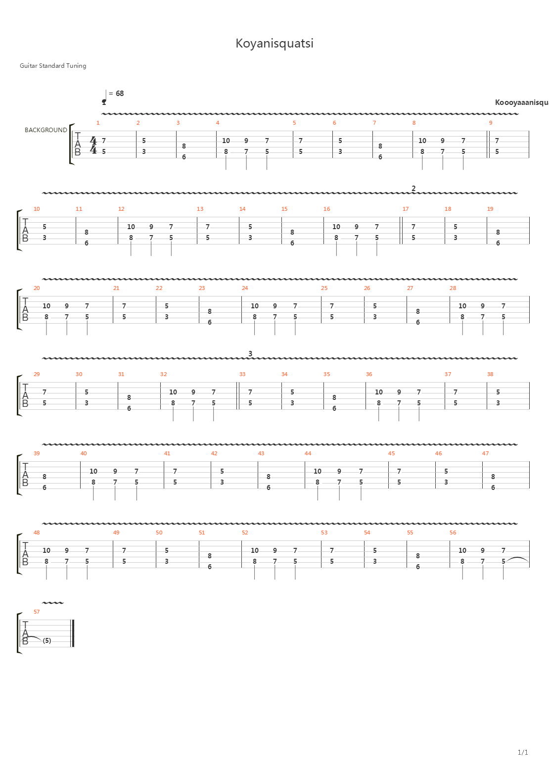 Koyaanisqatsi吉他谱