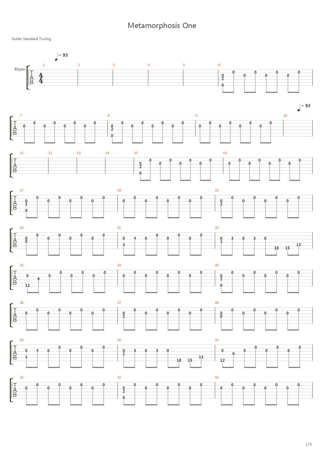Metamorphosis One吉他谱