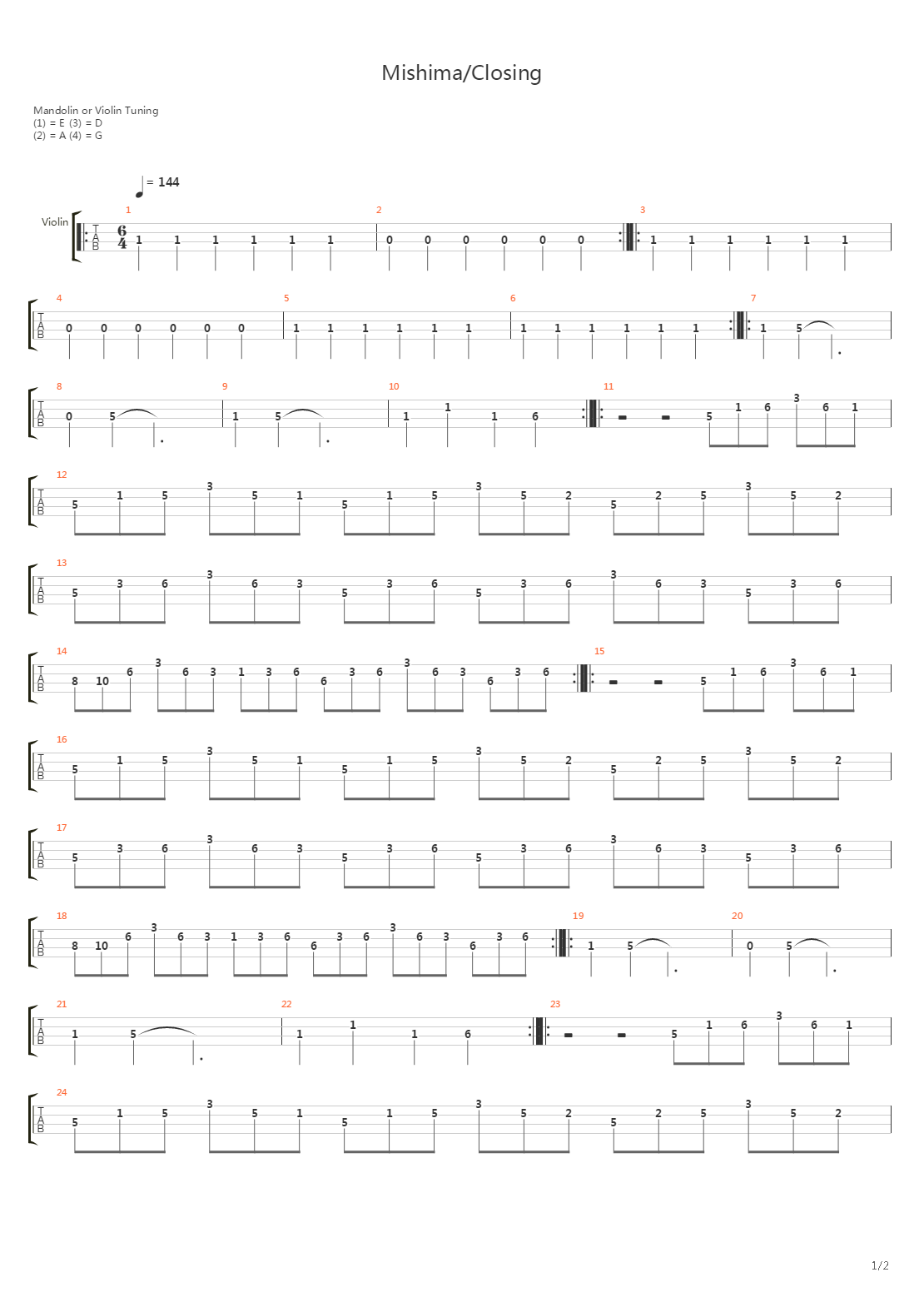 Mishima Closing吉他谱